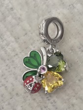 Sterling Silver Colourful Lucky 4 Leaf Clover...