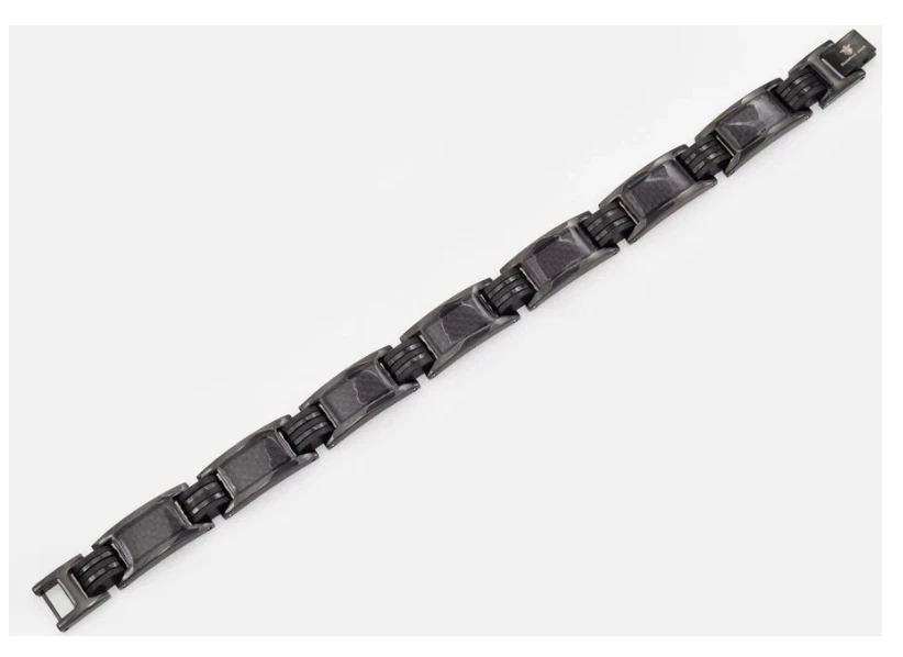 Blackjack Men's Black Silicone Plated Stainless Steel Bracelet 8.5 Inch BJB199B - Image 2 of 3