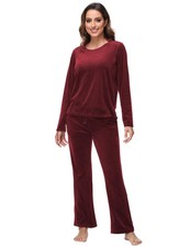 Womens Velour Sweatsuit, 2 Pieces Velour Tracksuit Jogging Lounge Pajama Set ...