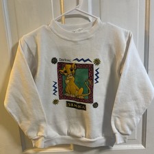 Vintage 1990s Kids Disney The Lion King Simba White Crewneck Pullover Sweatshirt