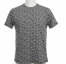 Armani Exchange Cotton Regular Fit T shirt Navy All Over Logo White Lettering