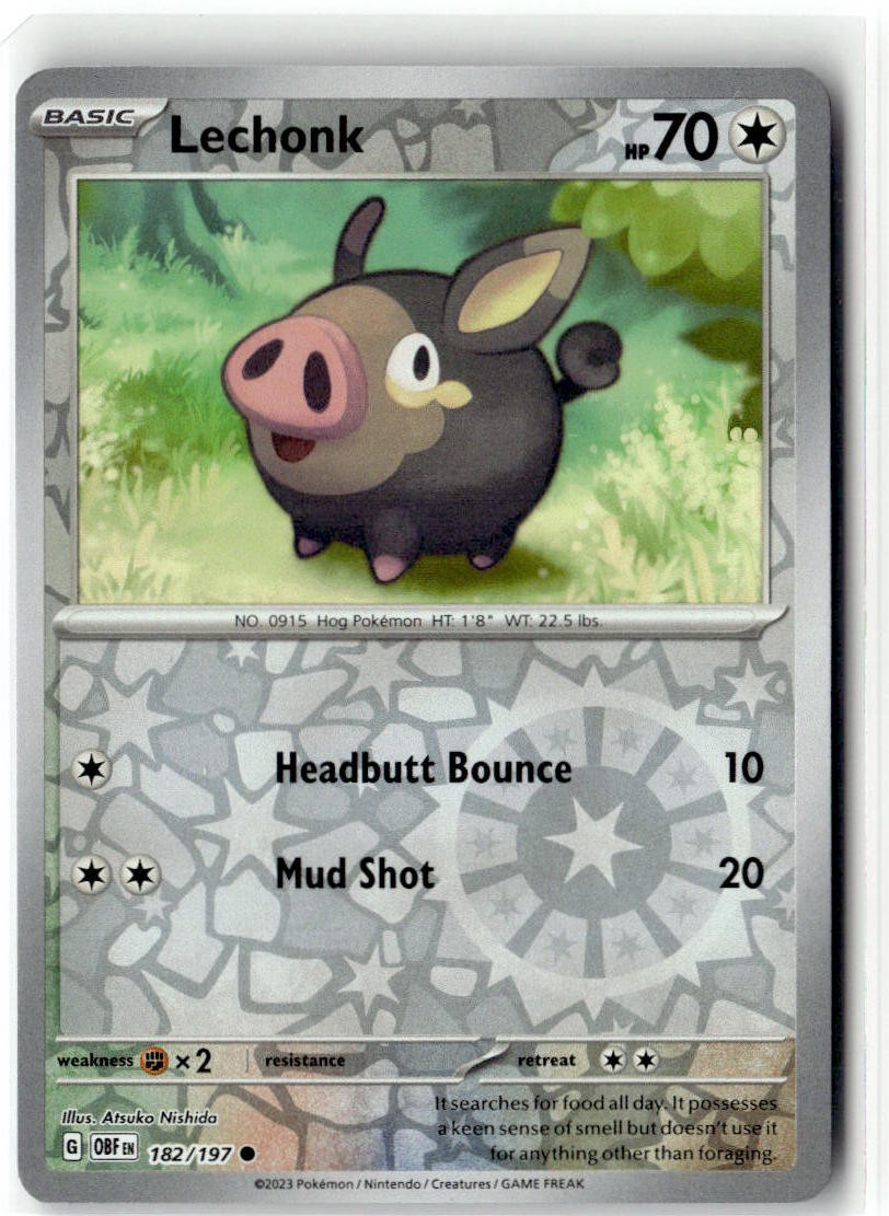 Lechonk 182/197 Common Obsidian Flames Pokemon Reverse Holo NM/M
