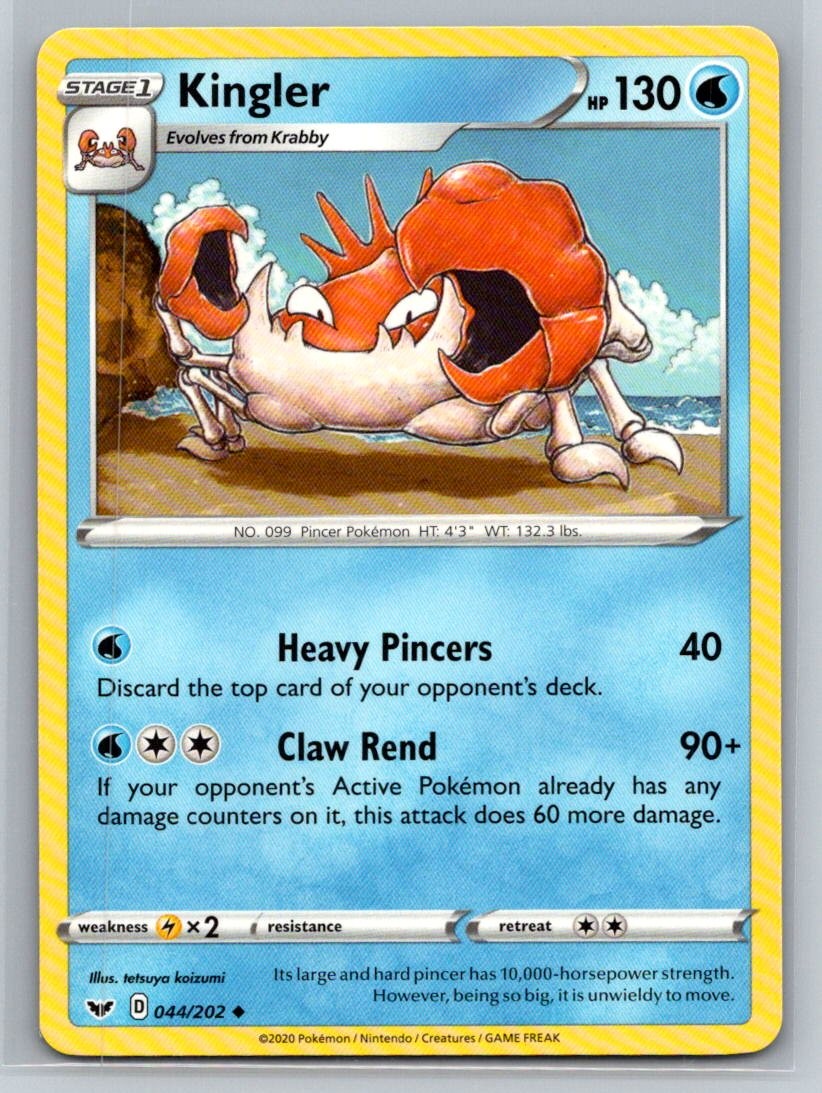 Kingler #044/202 SWSH01: Sword & Shield Base Set Uncommon - Pokemon Cards G2