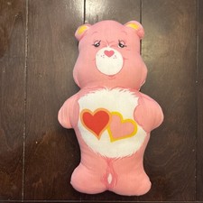 Vintage Care Bears Pillow Love A Lot Cut Sew Handmade Pink Hearts 14"