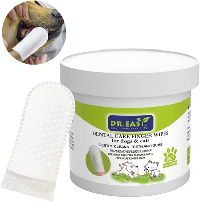 DR.EASY Atemerfrischer Dental Fingertücher 80ct für Hund & Katze, 1er Pack 