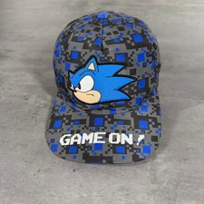 Sega Sonic the Hedgehog Kids Snapback Hat Blue Pixel Camo Game On Baseball Cap