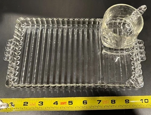 Vintage Anchor Hocking Snack Sets – Glass Tray & Cup w/ Bubble Handle - 60 Sets