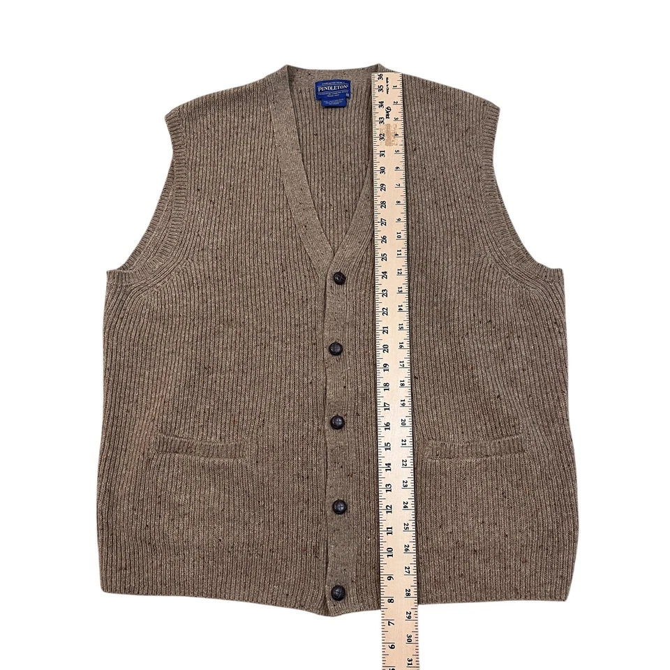 Pendleton Sweater Vest Mens XL Brown Shetland Wool Button Front Cardigan Pockets - Image 4 of 4