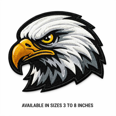 Eagle Head Embroidered Iron-On Patch 3-8in American Bald Eagle Badge