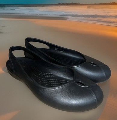 Crocs Kadee Ballet Flats Women's Size 7 Black Cut Out Slip On Shoes Casual CLEAN