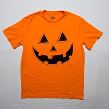 Halloween Pumpkin Face Shirt Jack O Lantern Graphic Tee Orange M