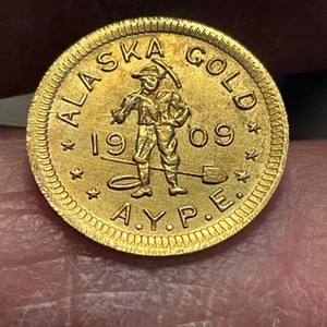 1909 Alaska-Yukon-Pacific Exposition PIONEER Gold 1/2 DWT AYPE RARE GOLD TOKEN