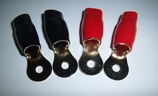 4 Wire Ring Terminals Gold 1/0 Gauge 1/4" Connectors Car Audio Big 3 Ground New