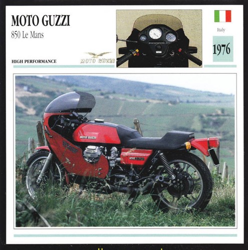 1976 Moto Guzzi 850cc Le Mans (844cc) Italy Motorcycle Photo Spec Info Stat Card