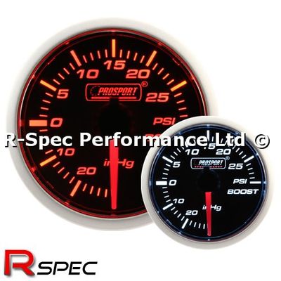 Prosport 52mm Super Amber / White Turbo Boost Gauge PSI - Schrittmotor Version