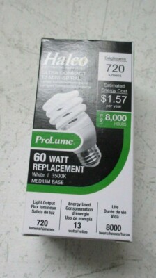 NEW Halco 45054 Fluorescent Light Bulb 60 WATT ULTRA COMPACT T2 MINI SPIRAL 