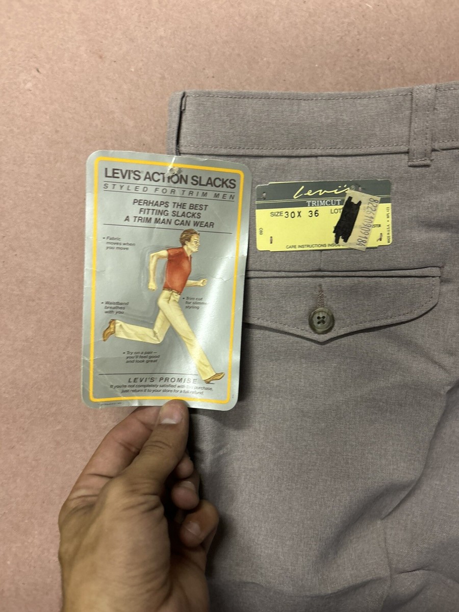 Vintage 1980's Levis Action Slacks, Mens Grey USA, Deadstock Vintage 1980's Levis Action Slacks, Mens Grey USA, Deadstock