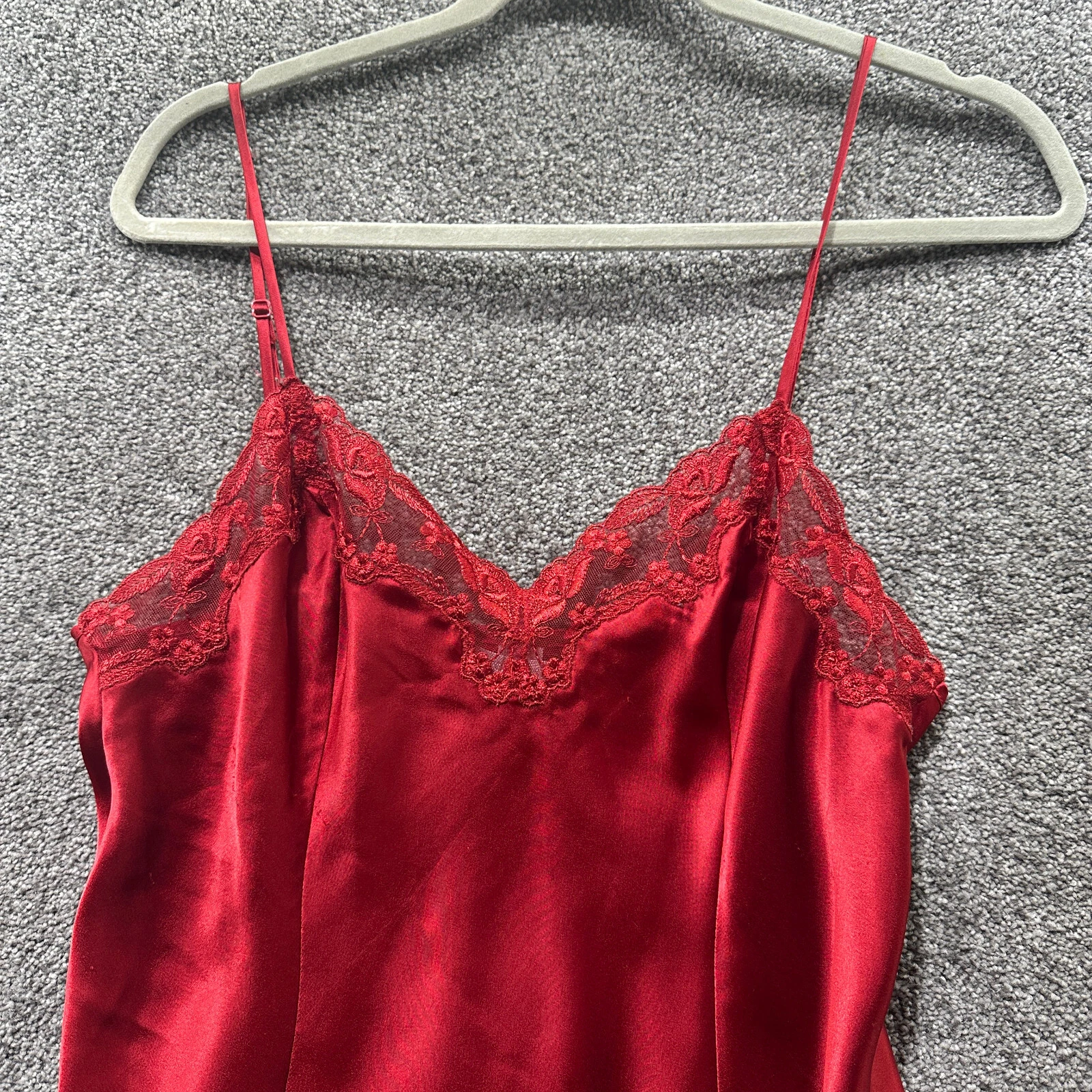 UNDERCOVER Y2k Victorias Secret abito slip donna medio rosso pizzo orlo lingerie