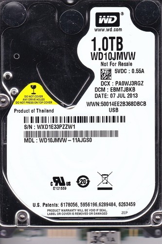 WD10JMVW-11AJGS0 EBMTJBKB WXD1E3 1TB 2013 Thailand USB 3.0 2.5 Western Digital