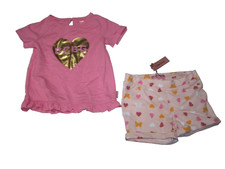 BCBG Girls Short Set Multicolor Short Sleeve Butterflies/Hearts Size 4T NWT