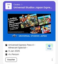 Universal Studios Japan - 4 Express Passes- Super Nintendo World - January 9th