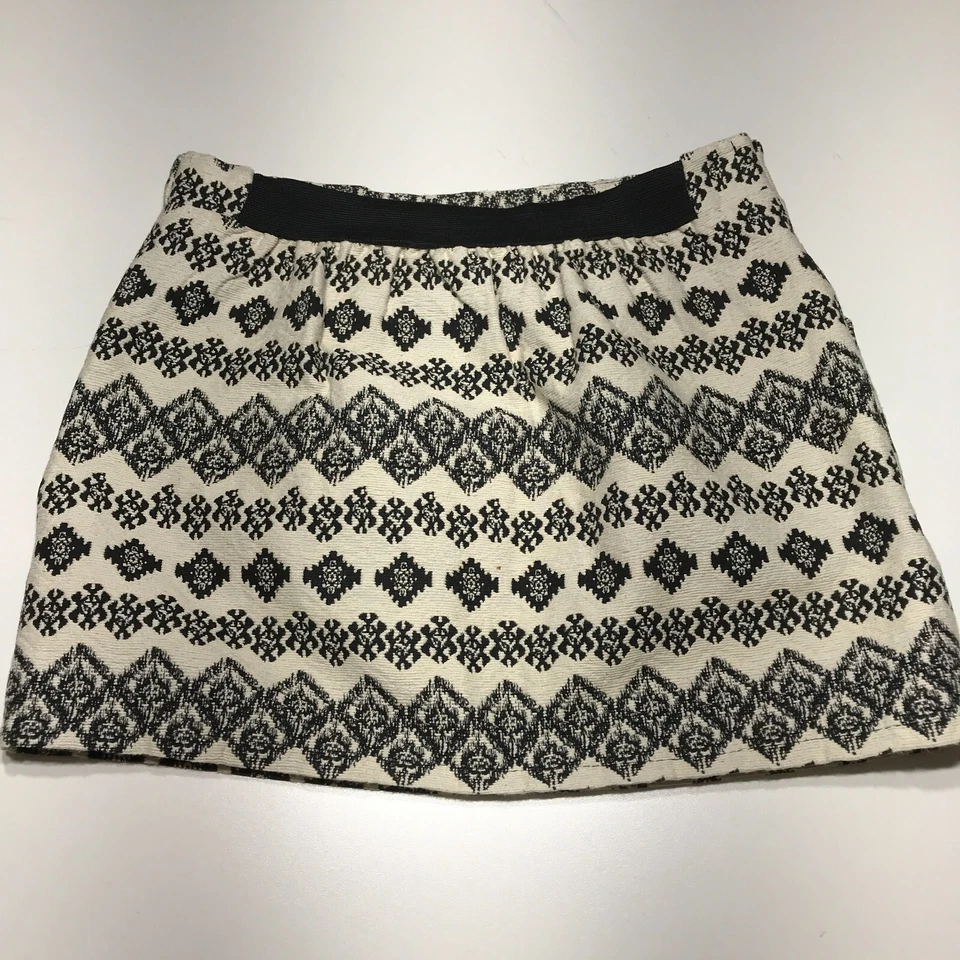 Falda Freeway Mujer Talla S Negra Crema Estampado Mini Cremallera Lateral Cintura Elástica Foto 2 de 4