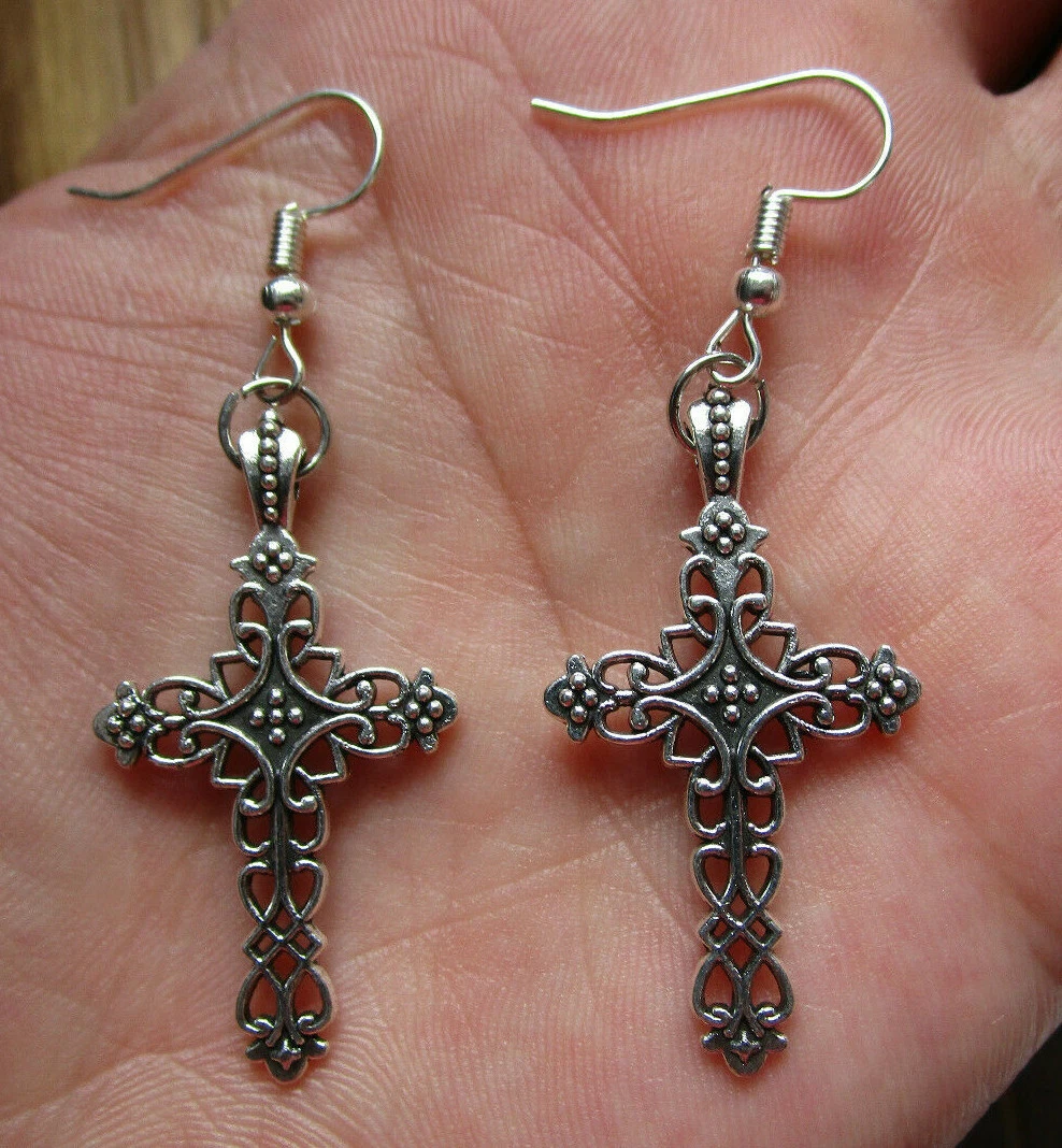 Cross charm best sale earrings