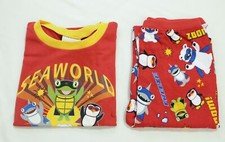Seaworld Boys Sea Squad Short Sleeve  Pants Pajama Set JL3 Red Medium NWT