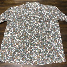 Vintage 70s 80s Macys Paisley Button Down Shirt Large EUC
