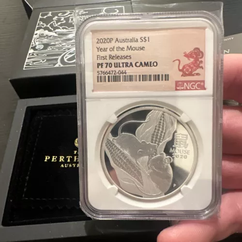 2020 Australia PROOF Silver Lunar Year of the MOUSE NGC PF70 1oz $1 Coin FR