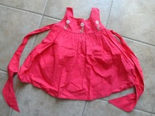 Red Girl Toddler Jumper sleeveless dress cotton embroidery Vintage ties gathered