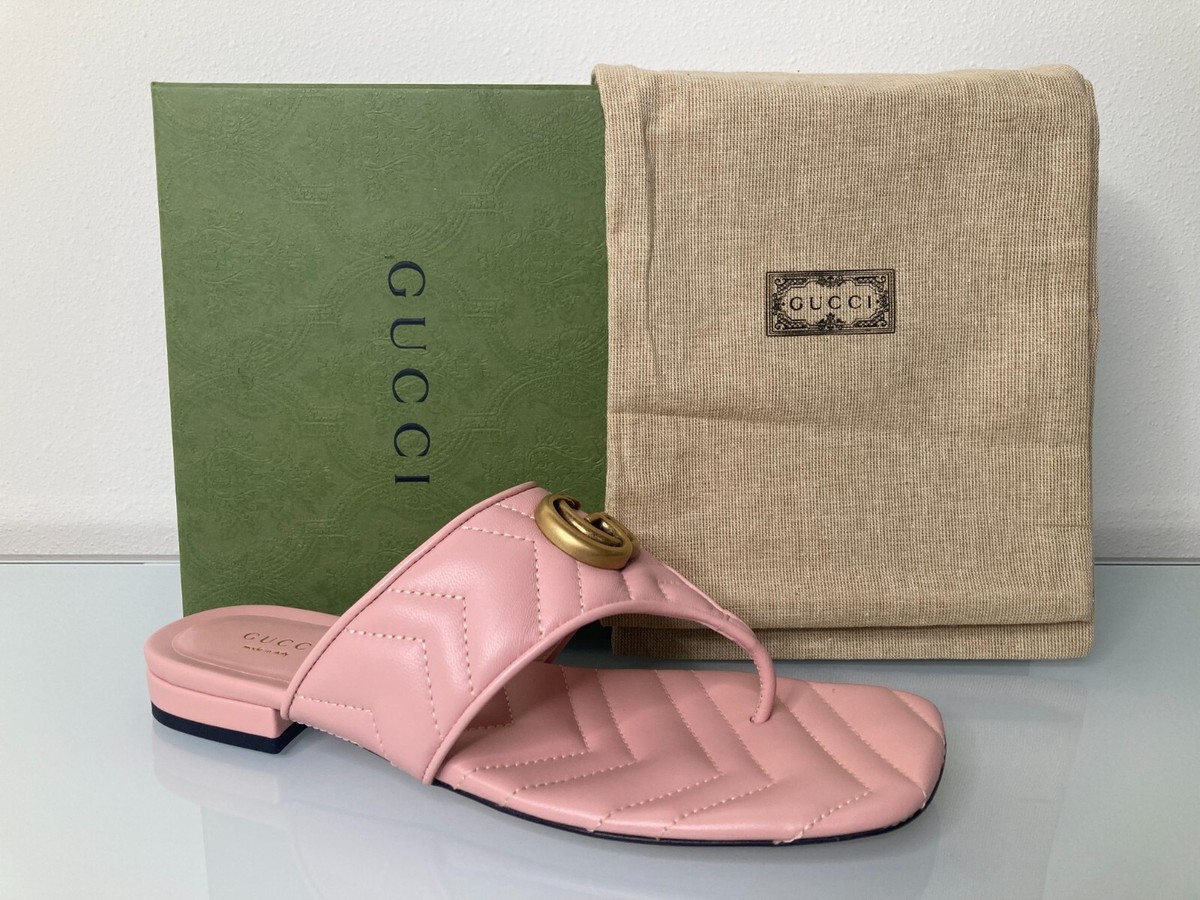 Gucci Marmont GG Padded Chevron Matelasse Flip Flop Sandal