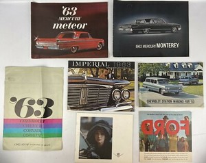 1963 Auto Showroom Brochures Lot Ford Cadilac Imperial Mercury Chevrolet