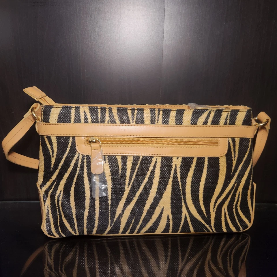 Bolso sin asas Ricardo Beverly Hills estampado de cebra tapiz tejido vintage Foto 4 de 4