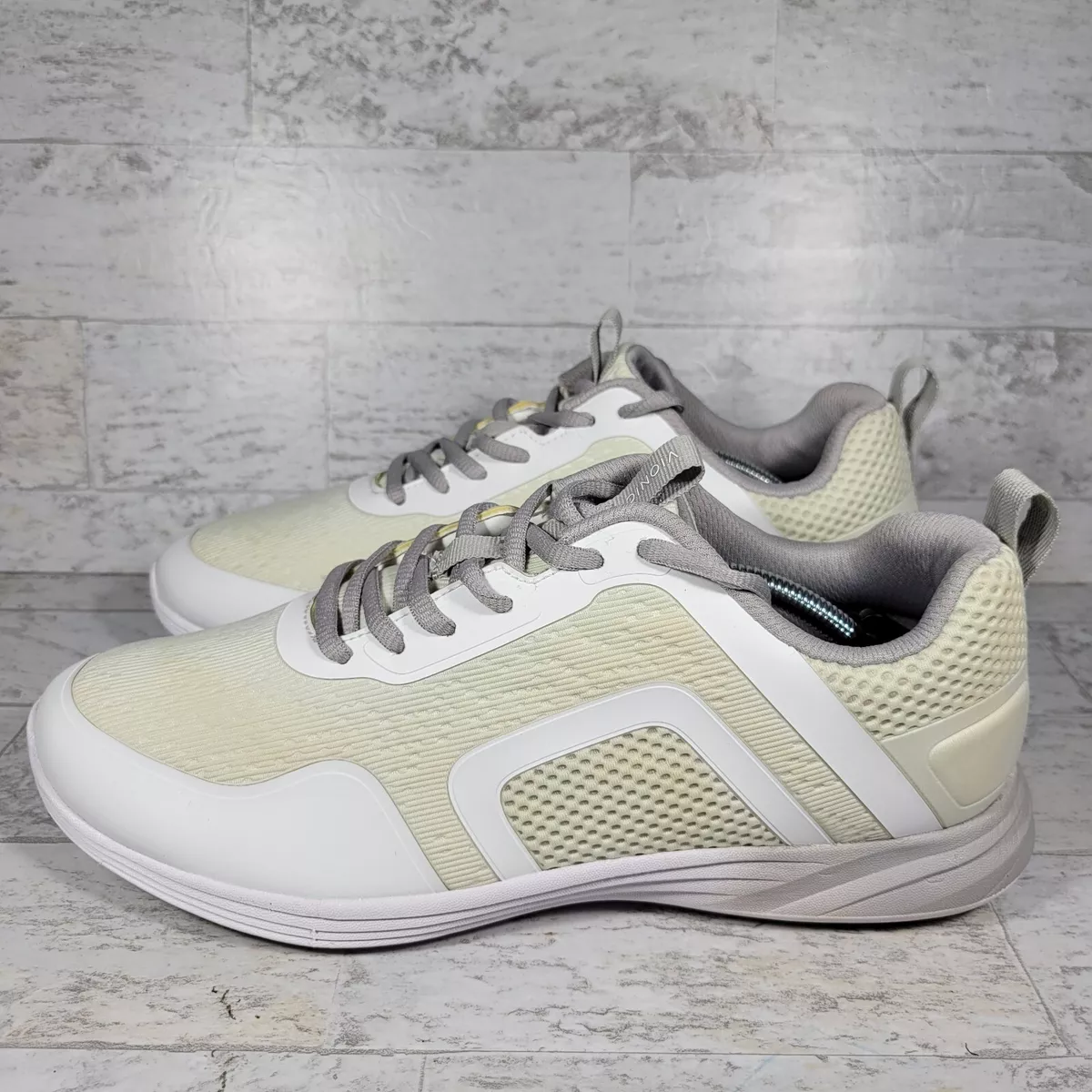 Vionic Womens White Tan JoJo Ombre Lace Up Sneakers Comfort Shoes Size 9.5 Wide