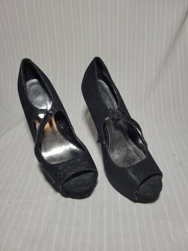 Qupid Black Glitter  Womens High Heel 7.5 Platform Stiletto - Picture 9 of 9