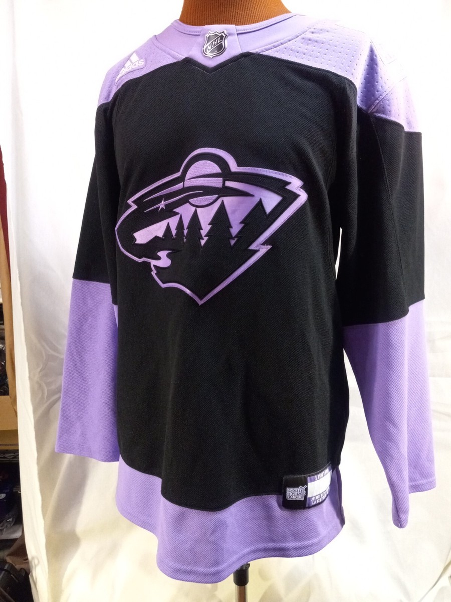 Men's Minnesota Wild adidas Black Hockey Fights Cancer Custom