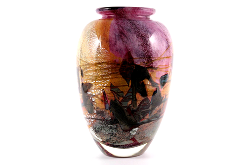 Jean Claude French Glass Vase Navaro Signed Large French Mid Century
