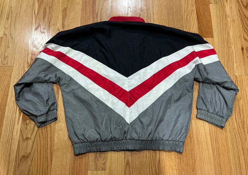 Chaqueta cortavientos vintage años 90 Oleg Cassini para hombre talla XL Colorblock unisex Foto 3 de 4