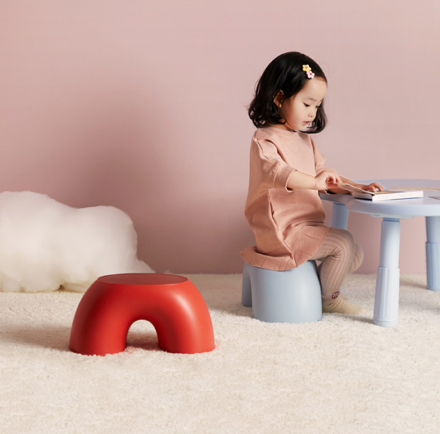 Rainbow Shape Designer Kids Stool Children Seat Safe Stable Red Pink Yellow Blue