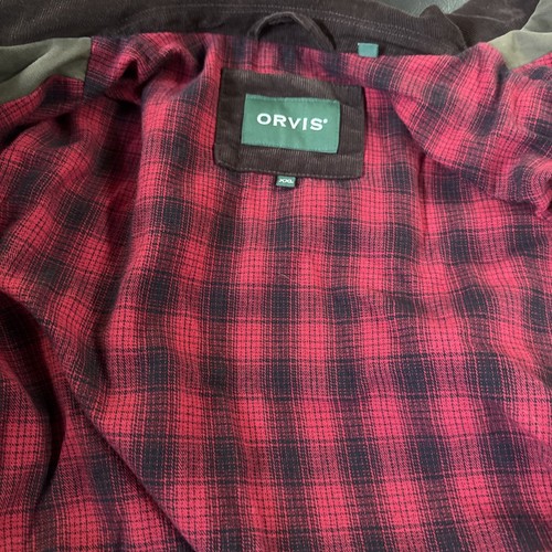 Men's Orvis Cotton Barn Jacket Plaid Lining Olive Brown Corduroy (Size xxl) - Picture 9 of 10