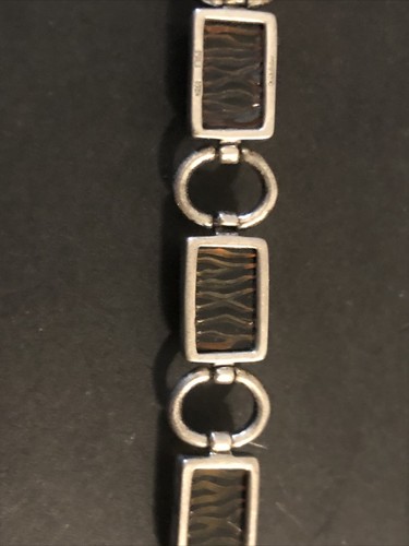 Sterling Silver 925 Lot Bracelet Y30 Tiger Print Punk Biker Orange Black Stripes - Picture 8 of 9
