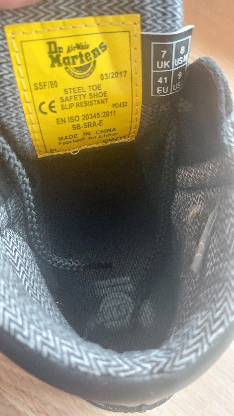 Dr. Martens Docs 7B09 SSF Icon Size 7 Black Industrial Safety Toe Cap