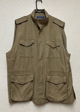 Pendleton Men's Large Vest Pockets Zipper Khaki Fishing Hiking Hobby