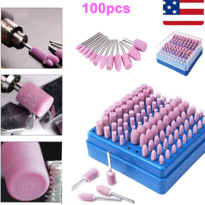 100pcs Rotary Mounted Abrasive Grinding Stone Point Wheel Bits Set For Dremel 
