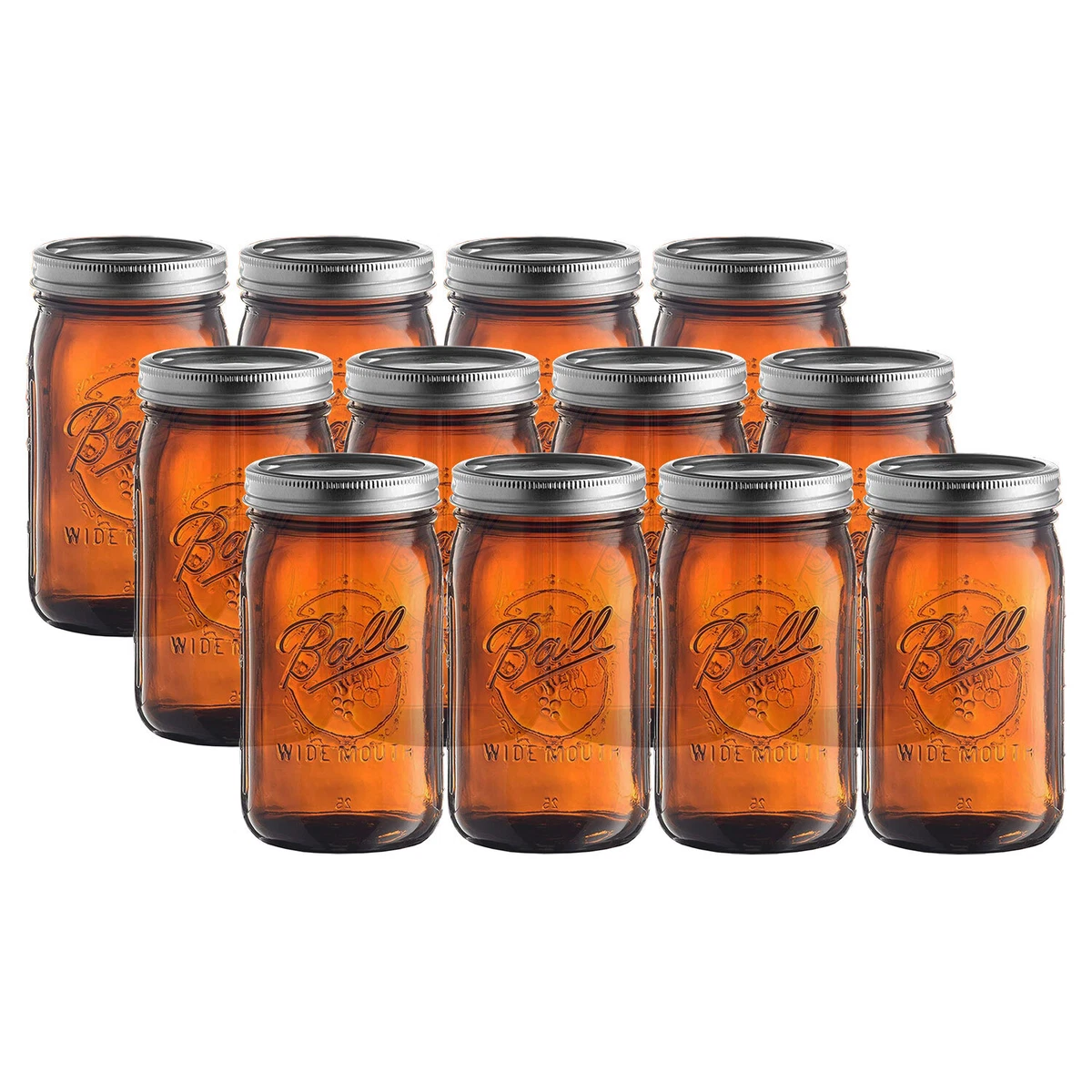 Ball Collection Elite Quart Wide Mouth Amber Canning Jar, Bulk, 12 Jars