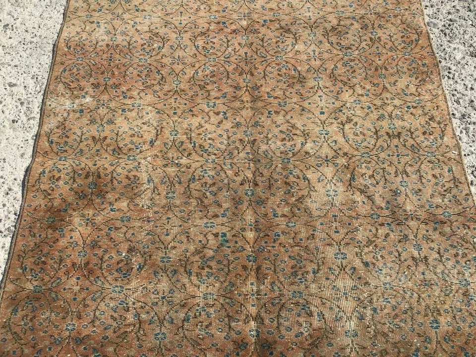 5x7 Oushak Medium Area Rug - Vintage Wool Oushak Rug - Image 3 of 4