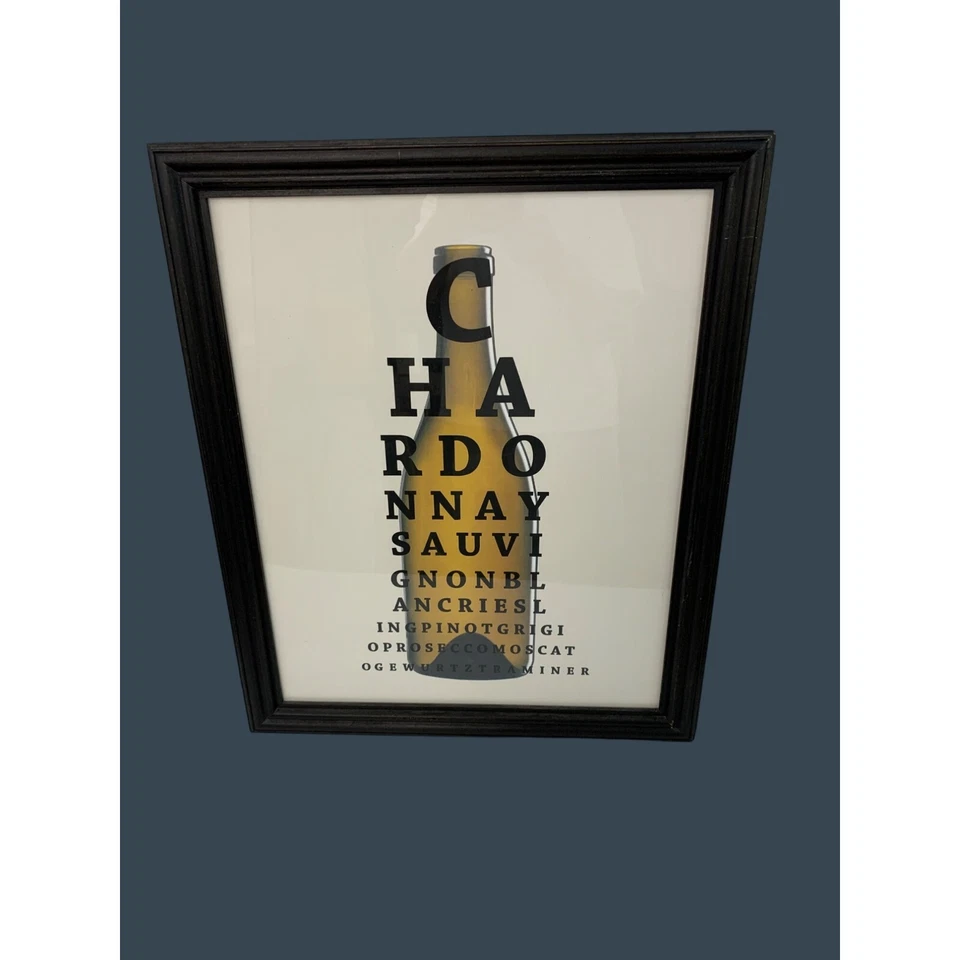 Pottery Barn Framed Wine Bottle Typography Print Art Decor Bar 7581 GUC - Image 4 of 4