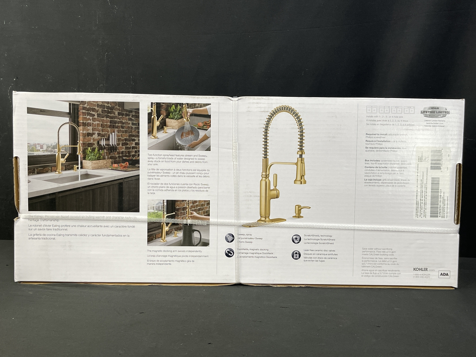 Kohler Ealing Pro R28702SD2MB PullDown Kitchen Faucet Moderne Brass