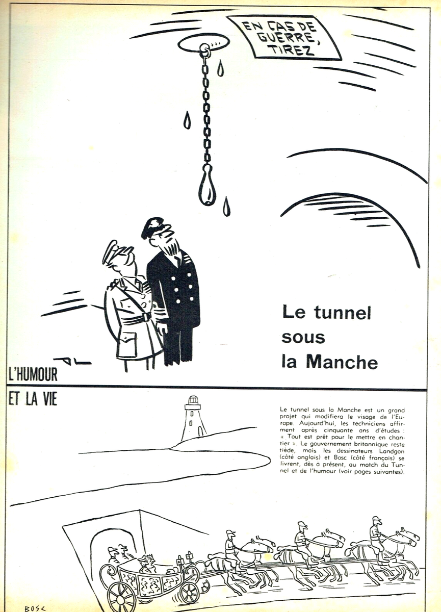 publicité Advertising 1122 1960 Humour Bosc Le Tunnel sous la